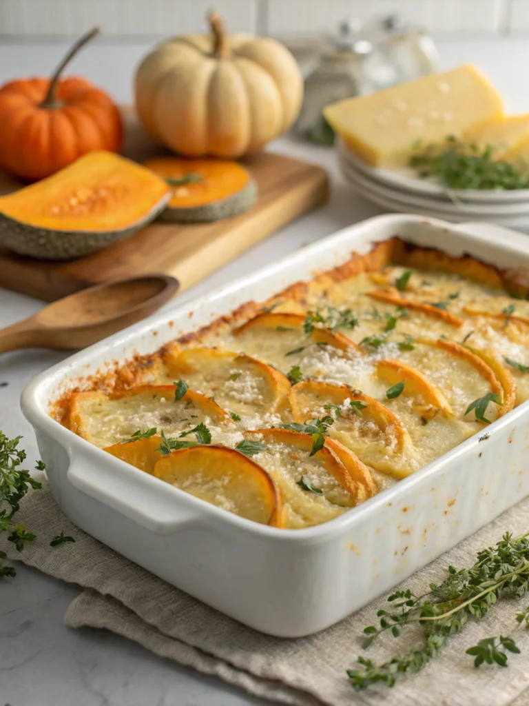 Kartoffelgratin mit Kürbis und Käse