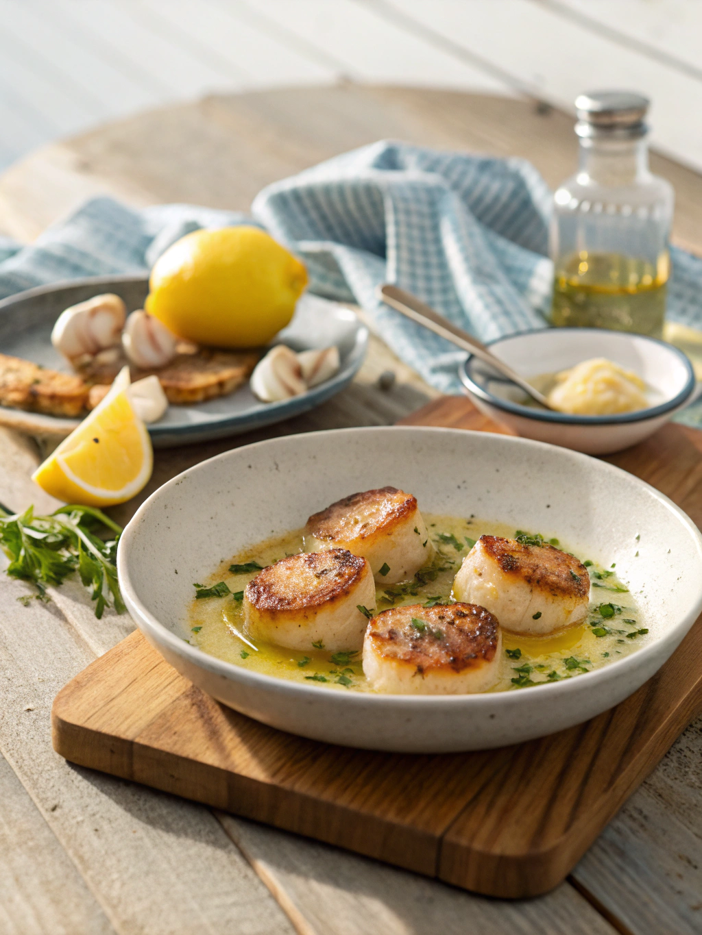 Gebratene Jakobsmuscheln mit Zitronenbutter