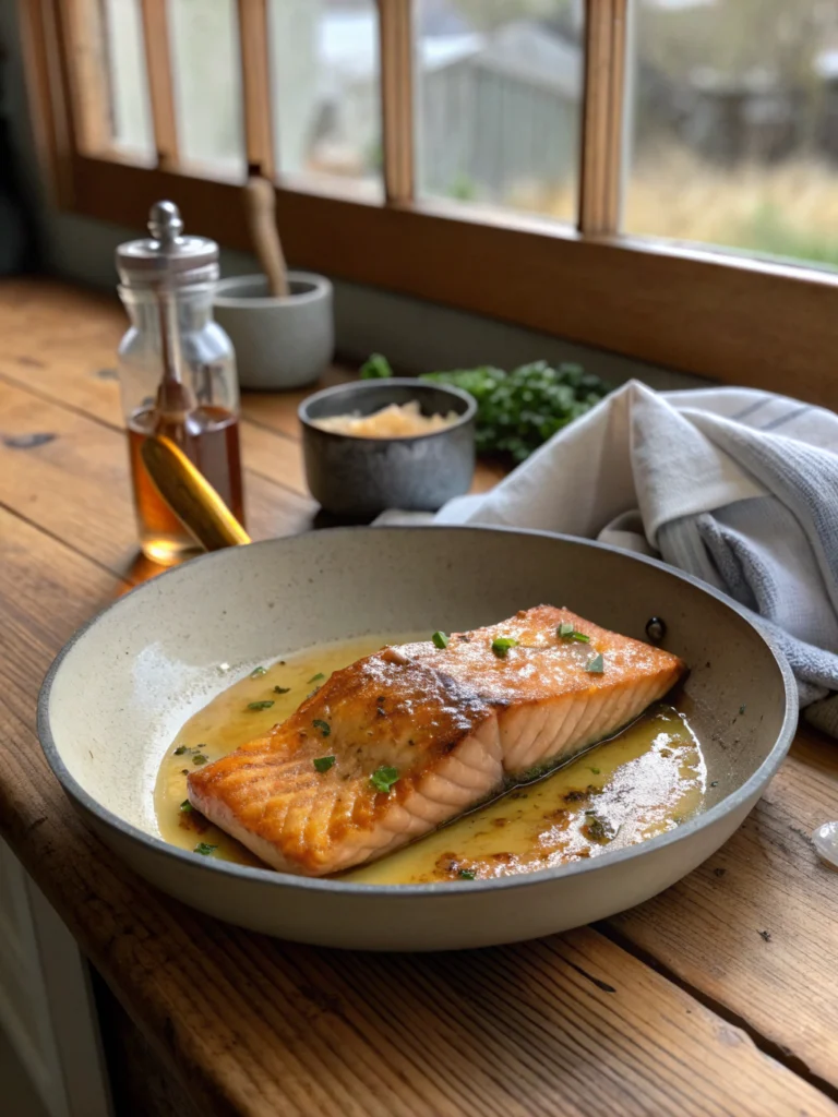 Gebratener Lachs mit Honig-Senf-Glasur
