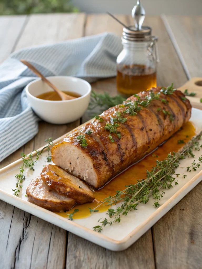 Glasiertes Schweinefilet mit Honig und Thymian