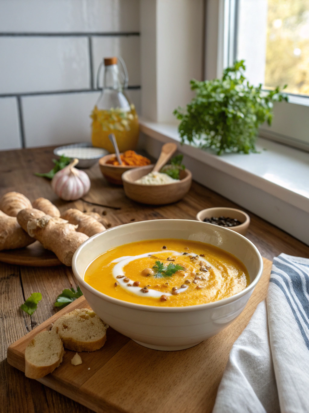 Kürbiscremesuppe mit Ingwer