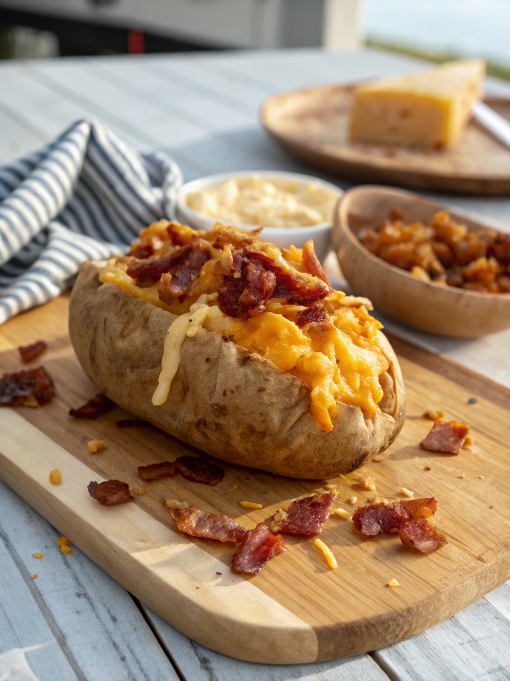 Überbackene Kartoffeln mit Käse und Speck