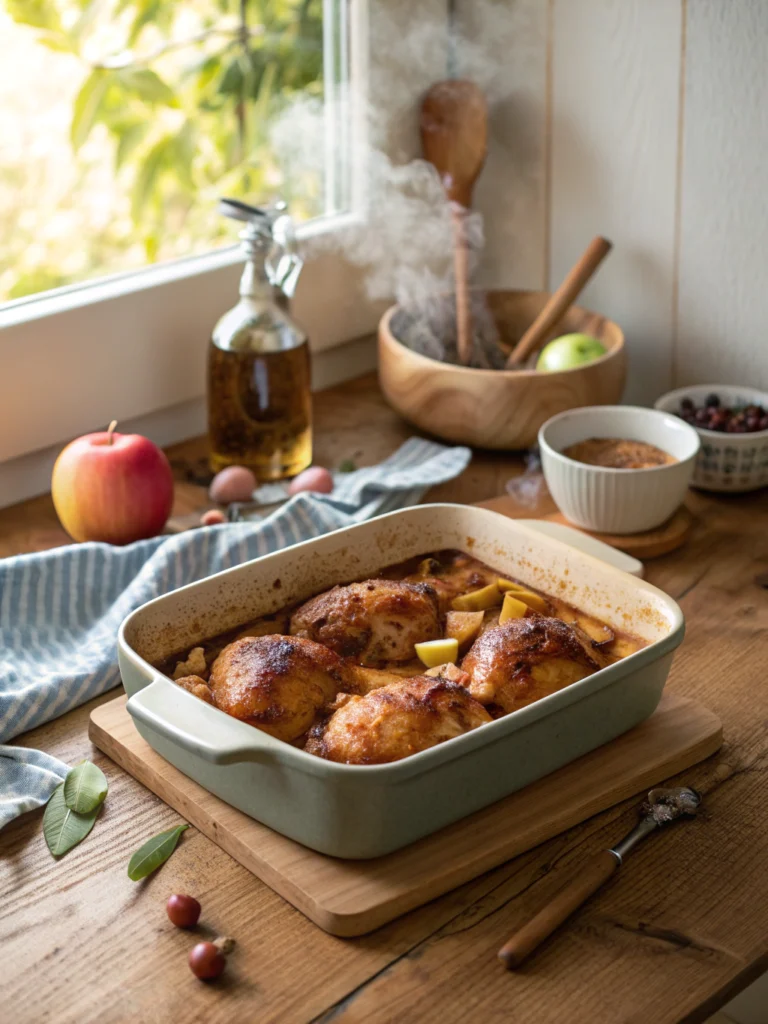 Zimt-Apfel-Hähnchen aus dem Ofen