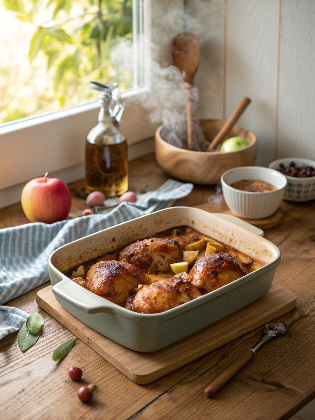 Zimt-Apfel-Hähnchen aus dem Ofen