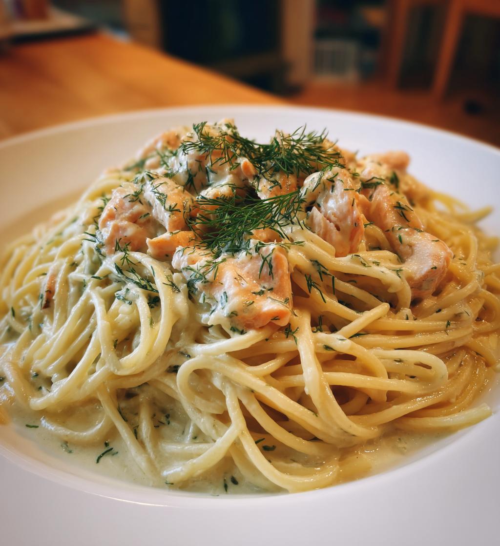 Spaghetti mit Lachs-Sahne-Sauce - detail 1