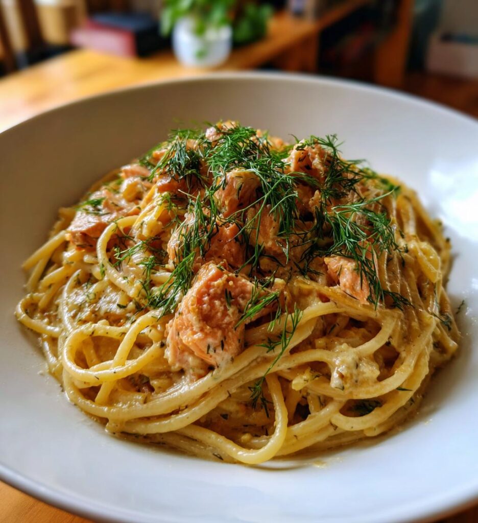 Spaghetti mit Lachs-Sahne-Sauce